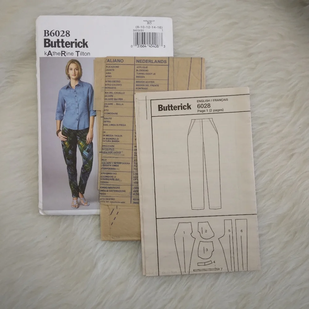 BUTTERICK B6028 Sz 8-16 Katherine Tilton EASY Semi Fitted, Tapered Pants